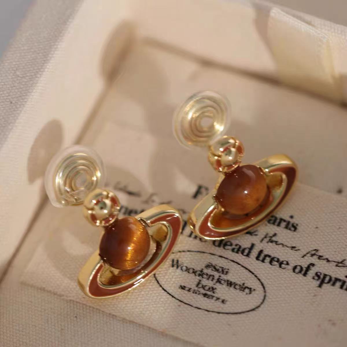 Maillard-toned Planetary Earrings For Women