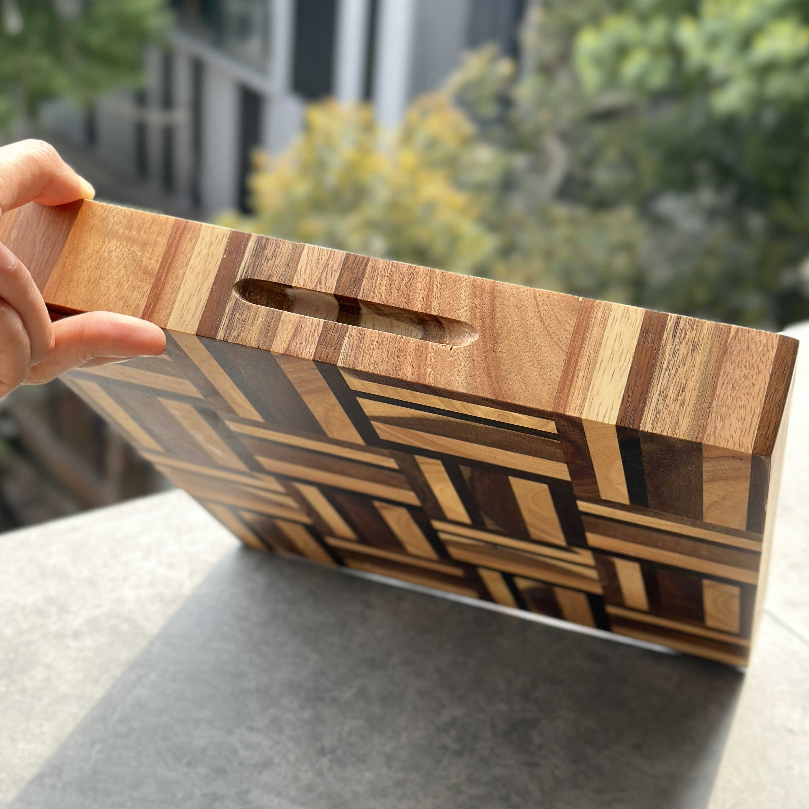 4CM Thick Solid Wood Checkerboard Cutting Board 4
