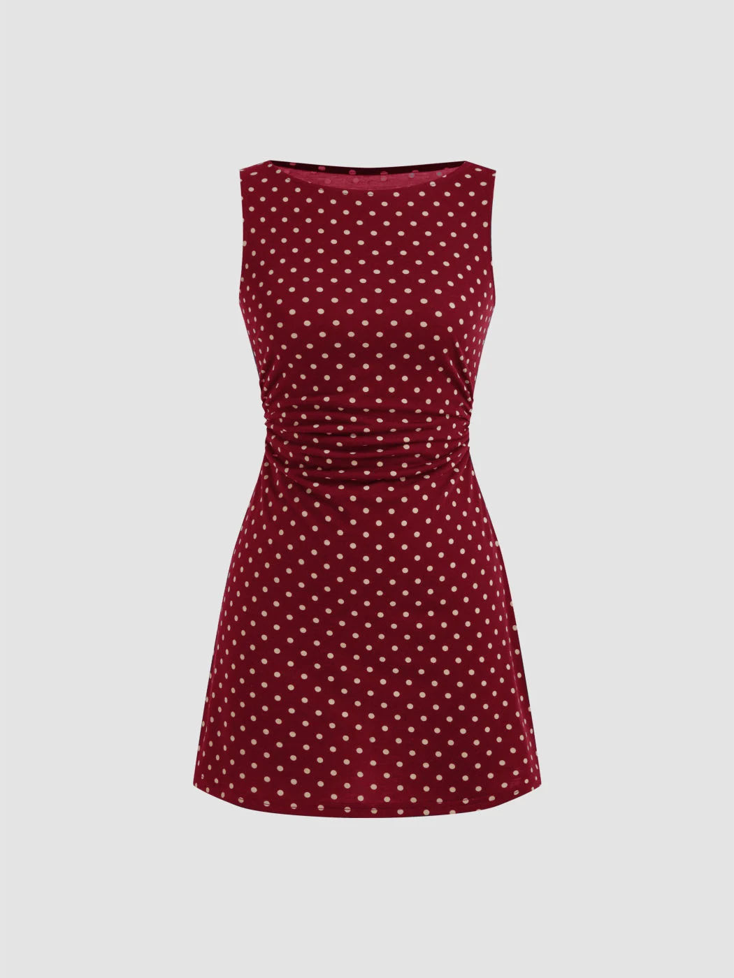 Vintage Polka Dot Sleeveless Dress Women Boat Neck Slim Fit A-Line Mini Dress Casual Summer Party Outfit 6