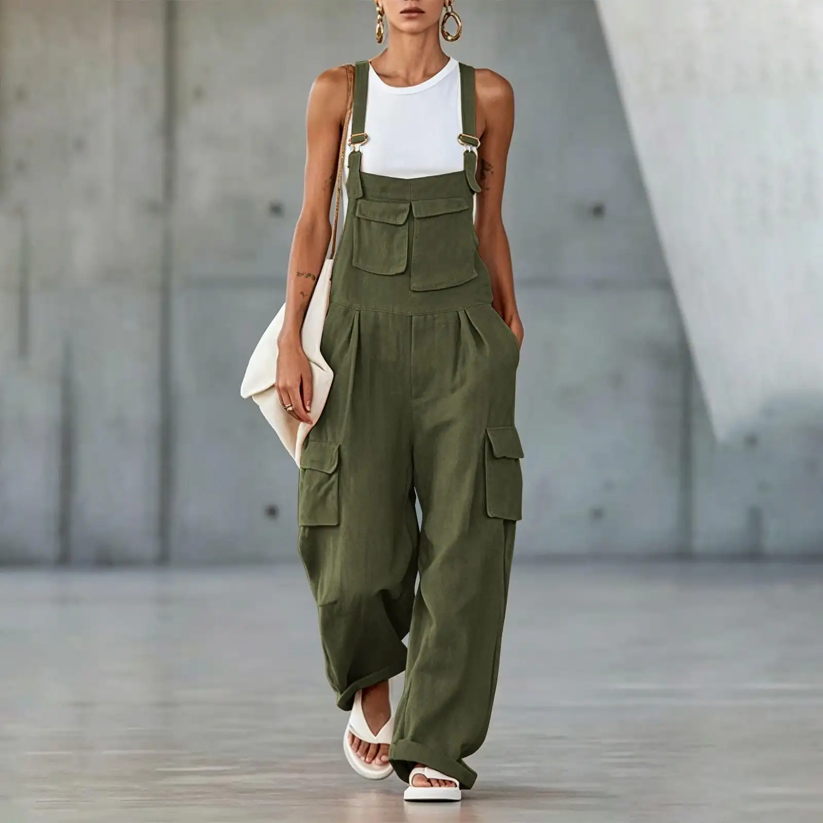 Womens Comfortable Suspender Jumpsuit For Summer