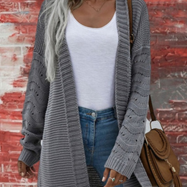 Long Cardigan Solid Color Women's Knitted Sweater