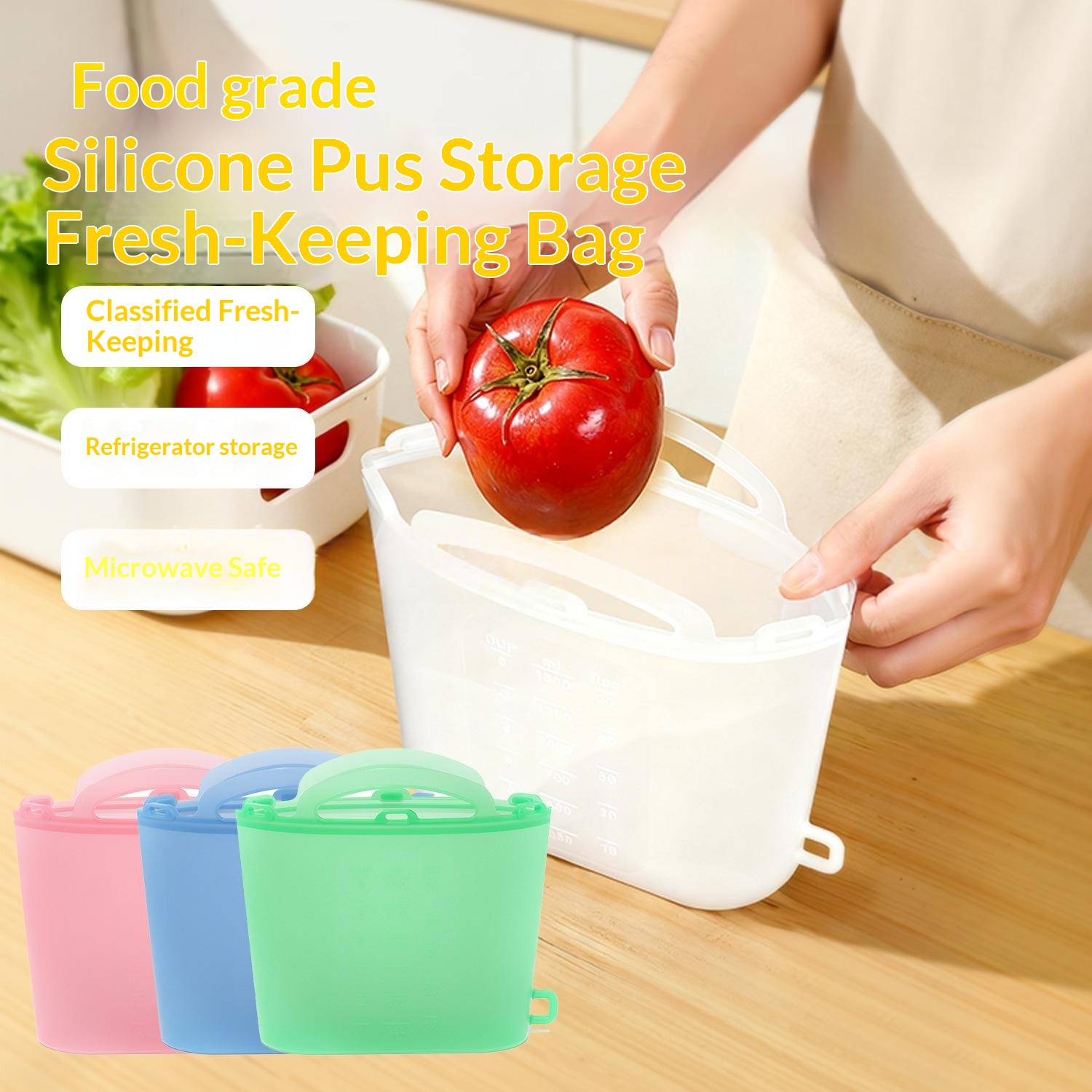Bolsas de silicona reutilizables para alimentos