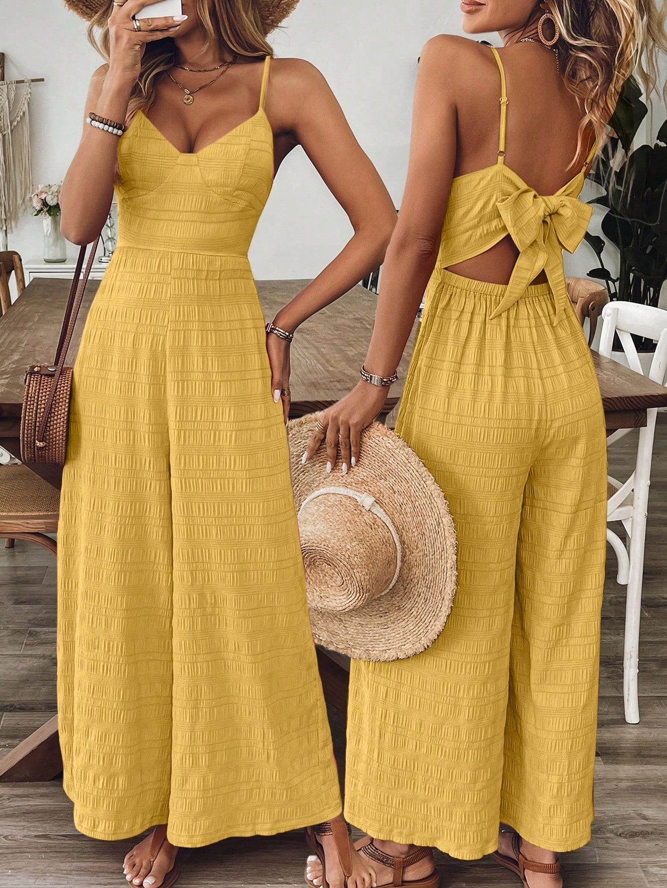 Fashionable Casual Jumpsuit With Shoulder Straps And A Bow Detail On The Back — foto 5