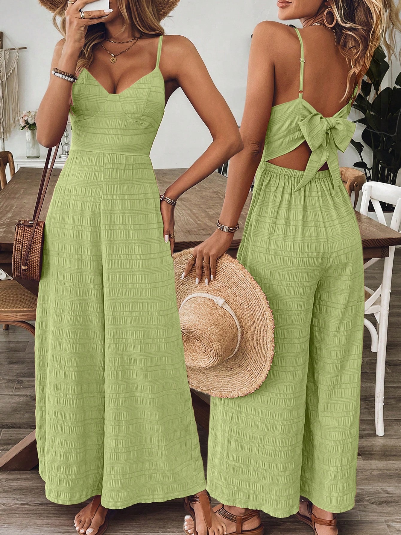 Fashionable Casual Jumpsuit With Shoulder Straps And A Bow Detail On The Back — foto 10