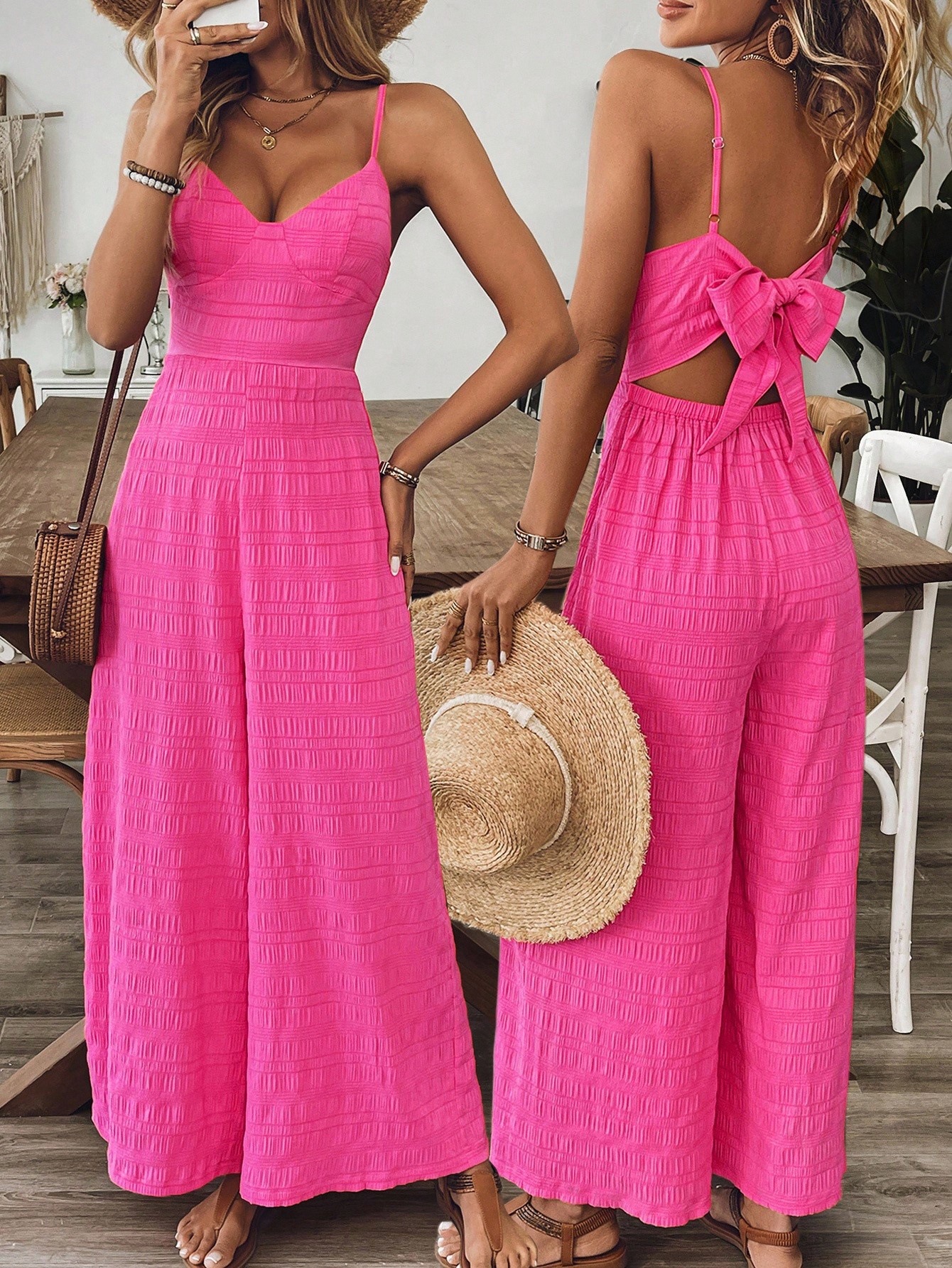 Fashionable Casual Jumpsuit With Shoulder Straps And A Bow Detail On The Back — foto 15