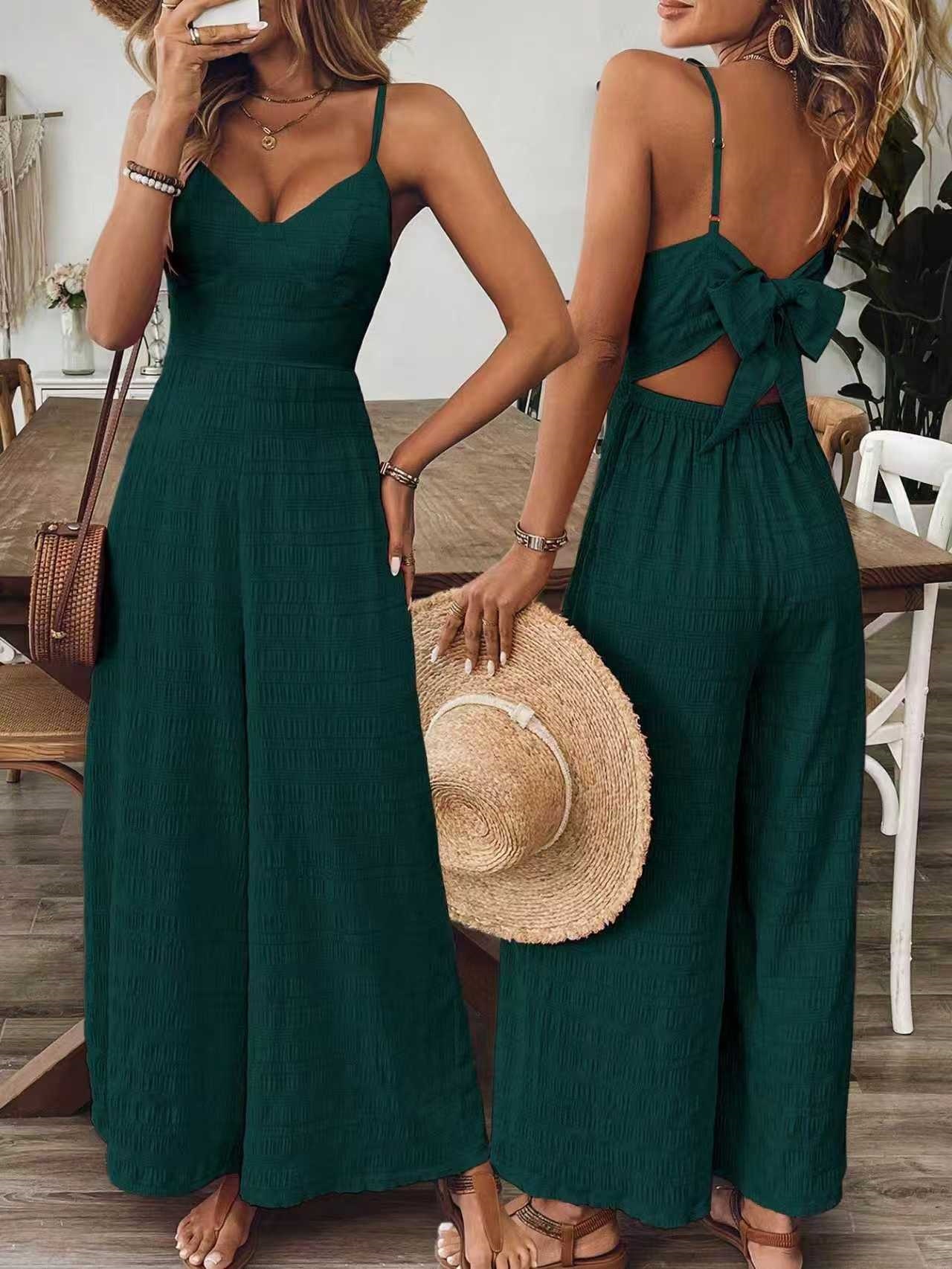 Fashionable Casual Jumpsuit With Shoulder Straps And A Bow Detail On The Back — foto 14