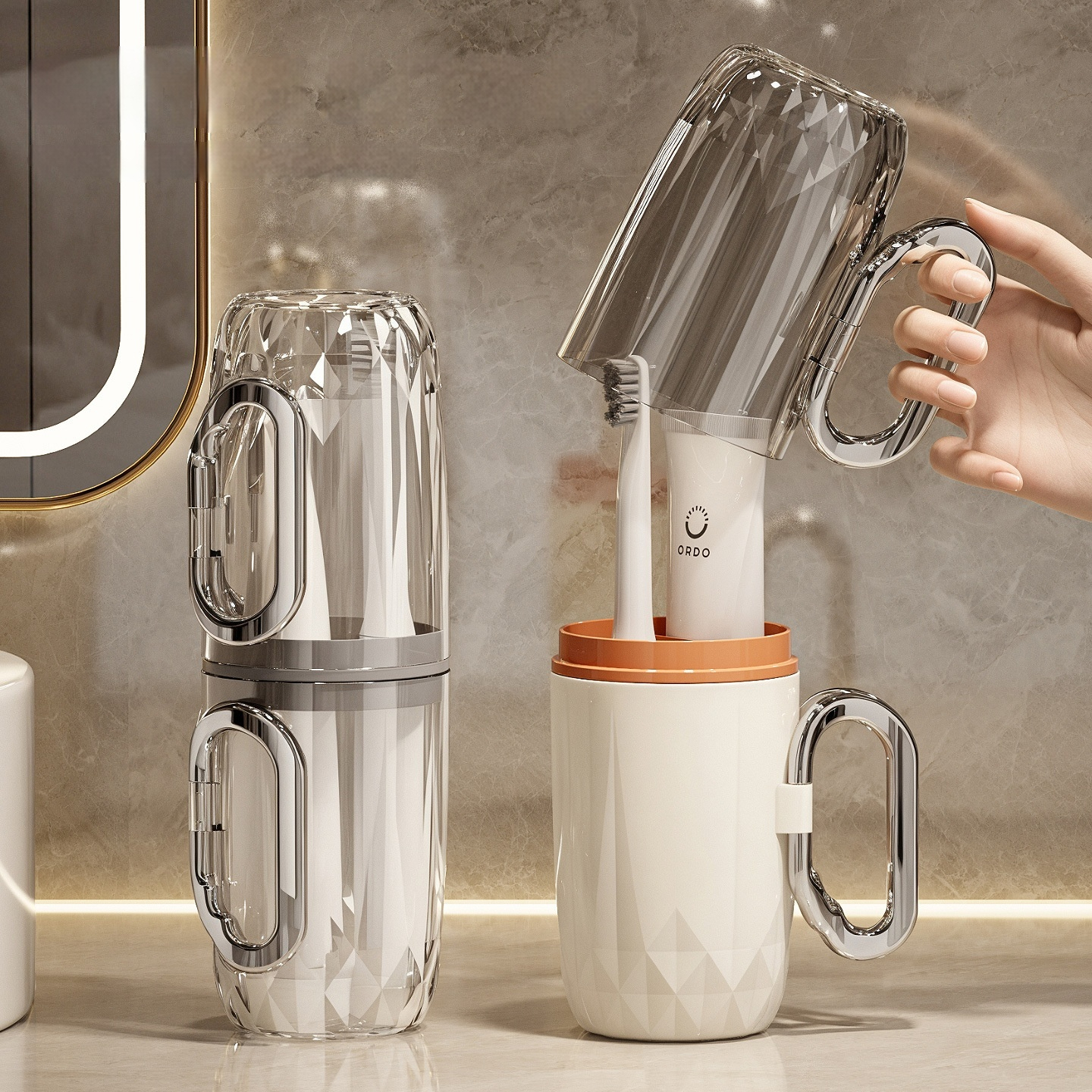 Simple Travel Mouthwash Cup Transparent Toothbrush Holder