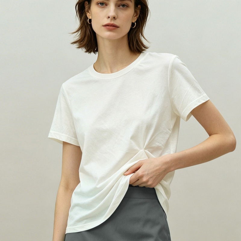 Short-sleeve Top For Women White And Sun-protective