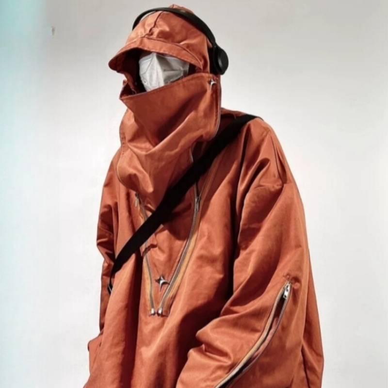 High-street Functional Bomber Jacket Loose-fitting Solid-color Top