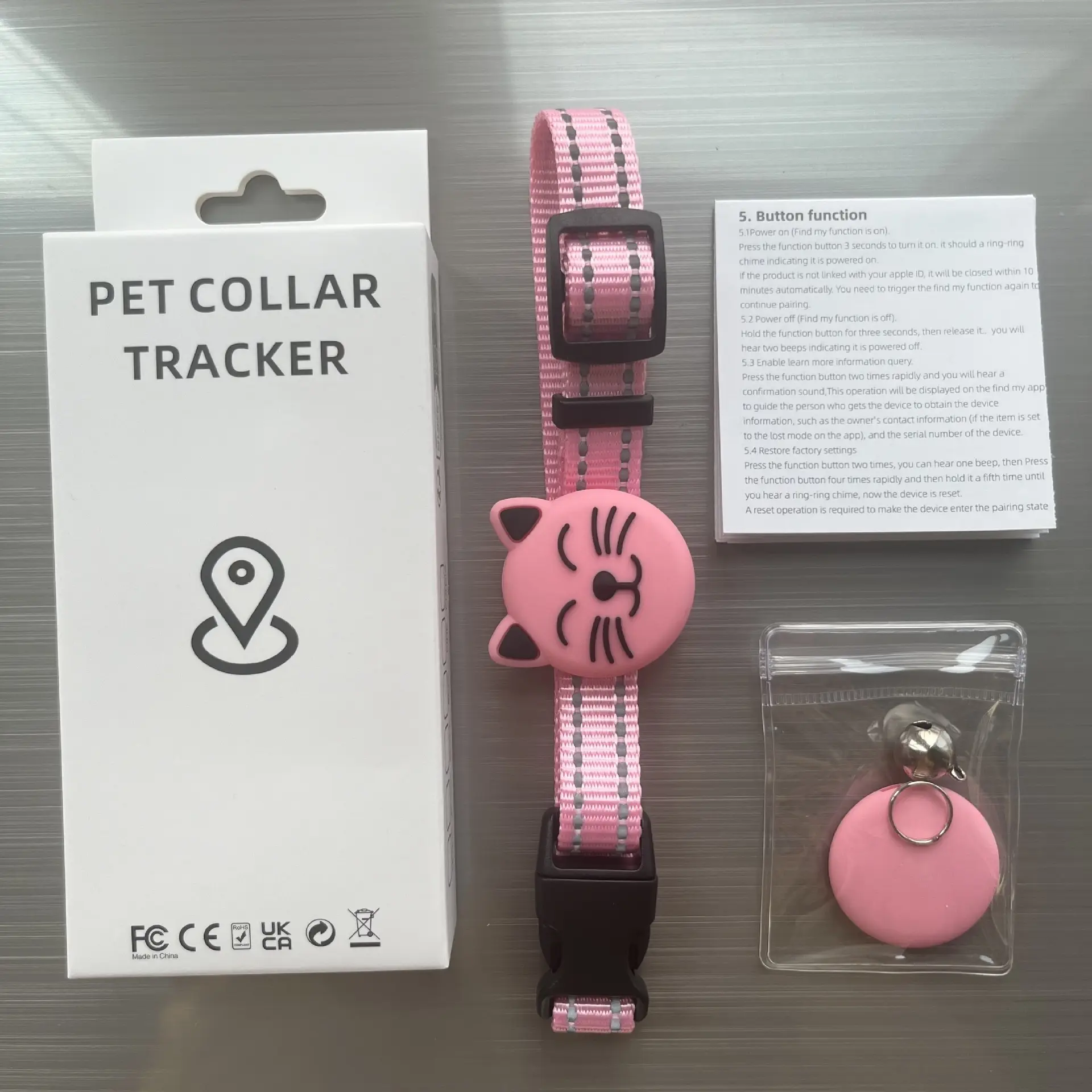 Smart GPT Pet Tracker Finder Collar Anti-Lost Cat Locator Adjustable Safety Buckle Reflective Collar for IOS & Android