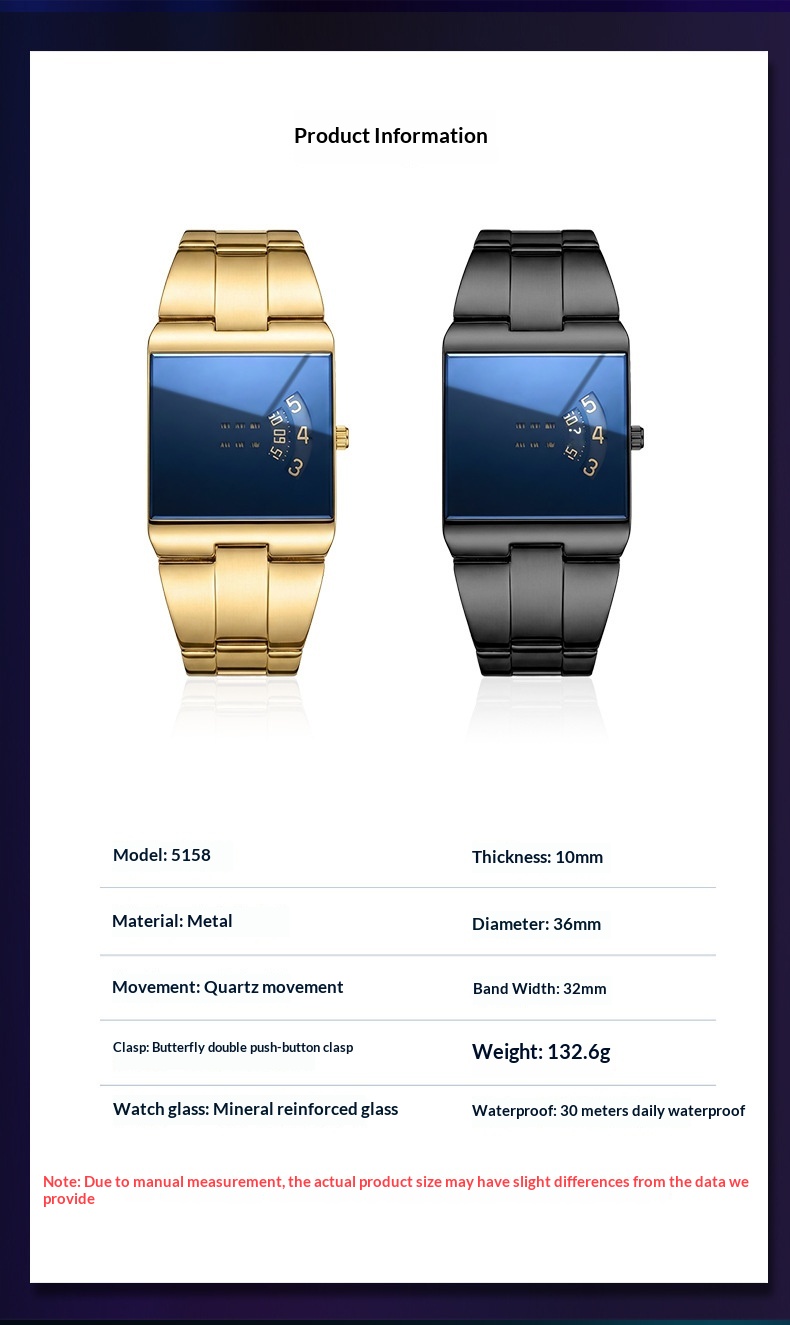 5158 Stylish new concept steel quartz watch for Men