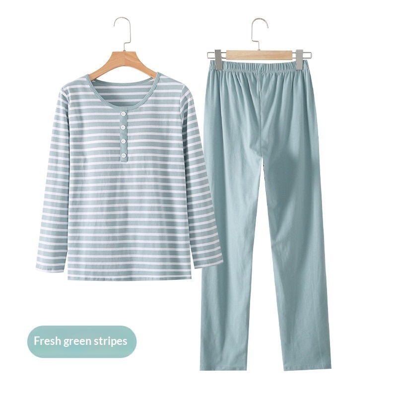 Womens Striped Long-Sleeve And Long-Pants Pajama Set With Built-In Bra Pads