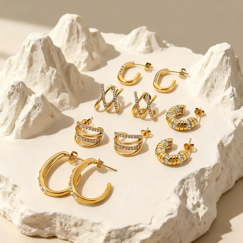 316L Stainless Steel With 18K Real Gold Plated Earrings For Women