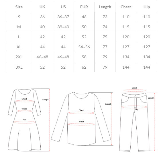 JIDAI Men's Retro Crew Neck Shirt - Size Chart