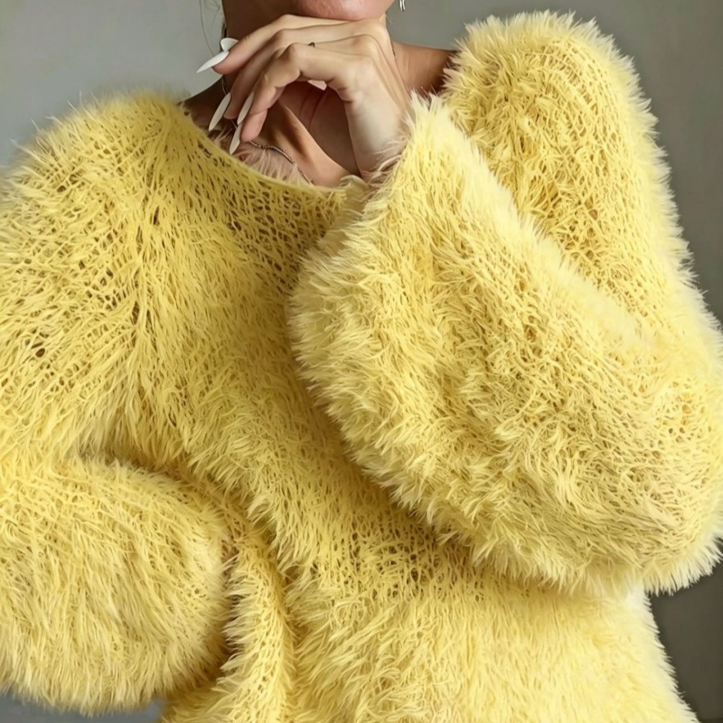 Womens Pastel-colored Crew-neck Casual Sweater