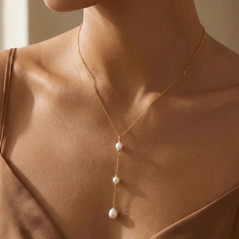 Pearl Tassel Gold Chain Necklace