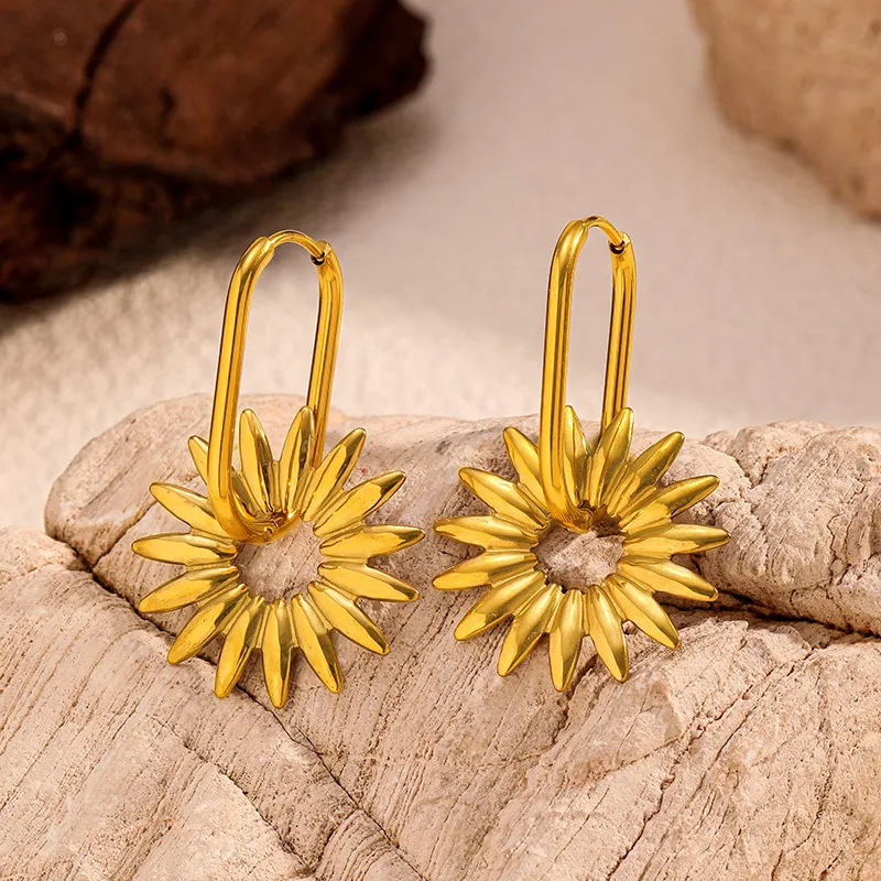 Sunflower Earrings For Women Waterproof Non Tarnish 316L Stainless Steel