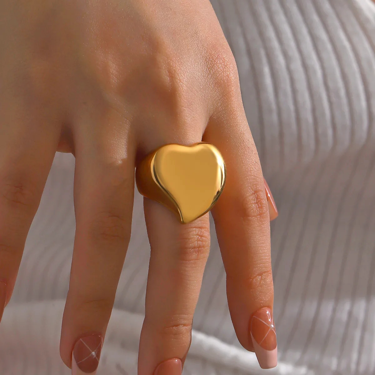 18K Gold Plated 316L Stainless Steel Ion Plating Rings For Women's