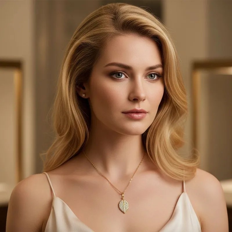 Unisex Letter Necklace With Zircon Inlay Real Gold Plated 316L Stainless Steel