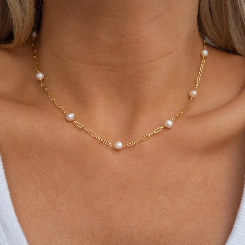 Necklace For Women Featuring Pearl Design With 316L Stainless Steel