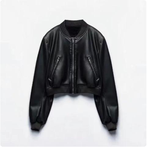 Women's Stand Collar Motorcycle Pilot Jacket — foto 10