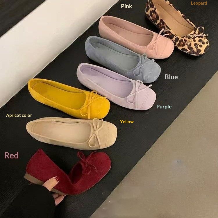 Scoop-toe Shoes Evening Breeze Bow Detail Red Flats