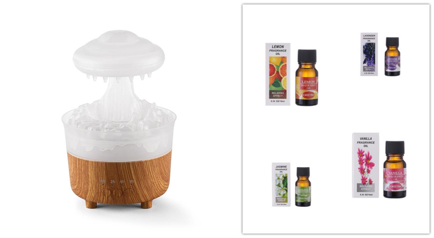 Household Mute Remote Control Colorful Rain Cloud Humidifier