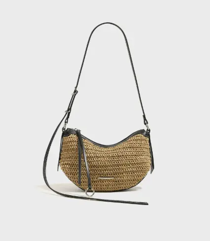 Fashionable Irregular One-Shoulder Straw Beach Bag