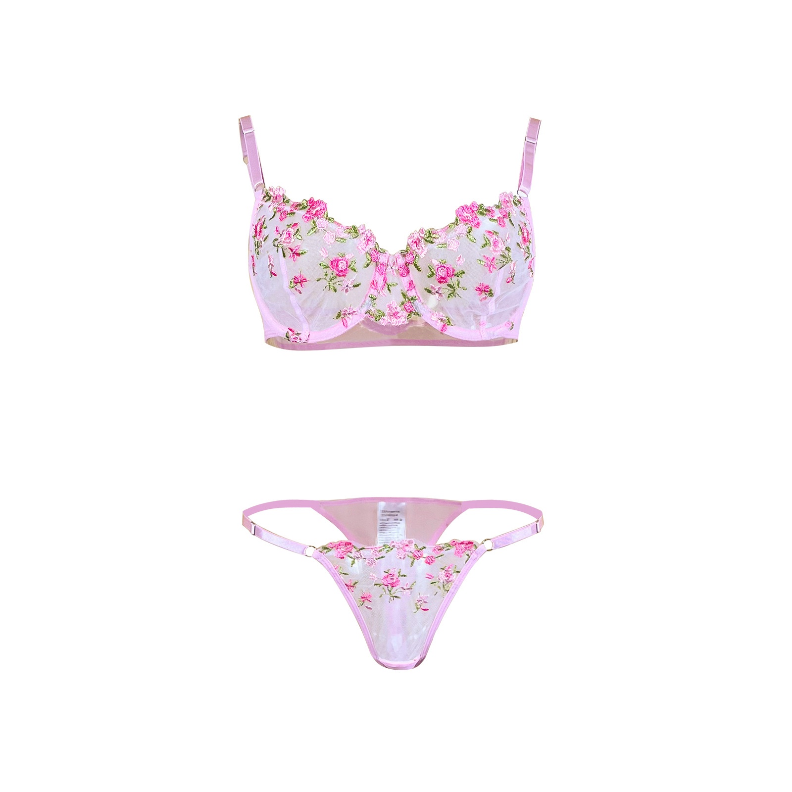 Memory Soft Steel Ring Embroidered Lace Lingerie Set 2