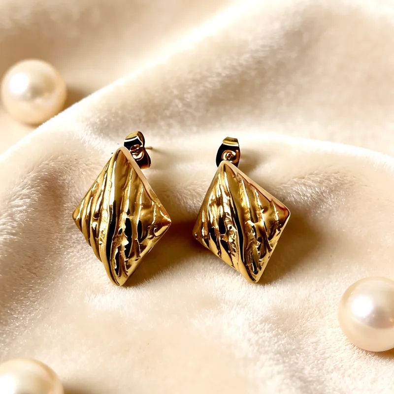 Hypoallergenic Square Earrings For Women In 316L Stainless Steel