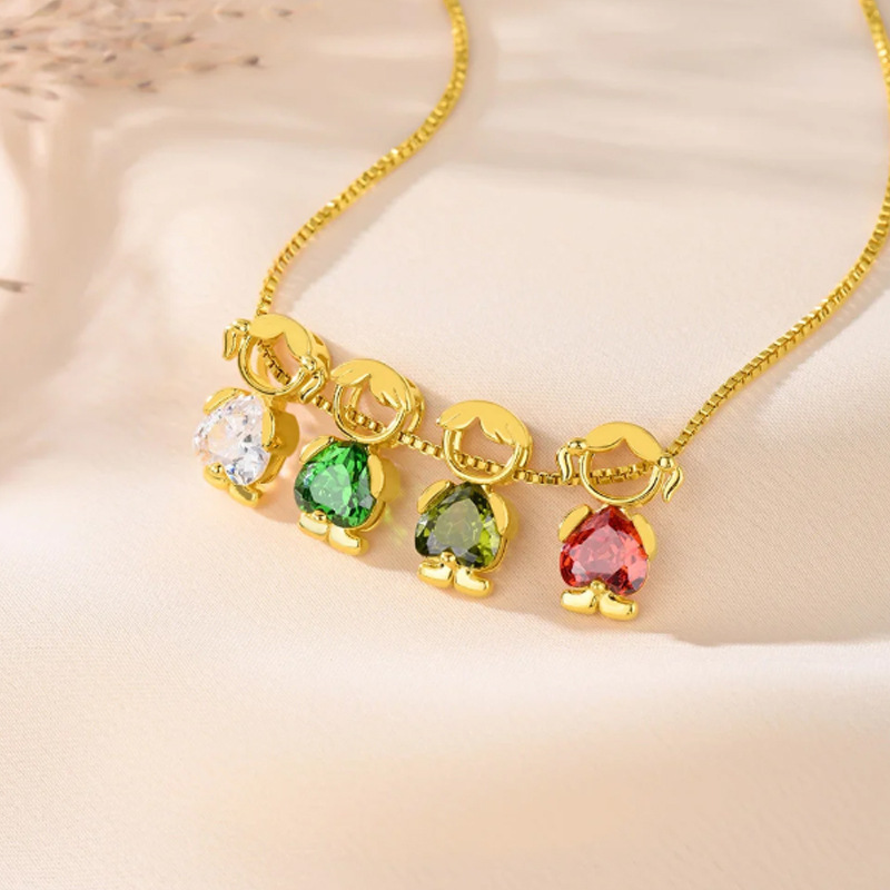 Diamond Studded Heart-shaped Necklace For Boys And Girls