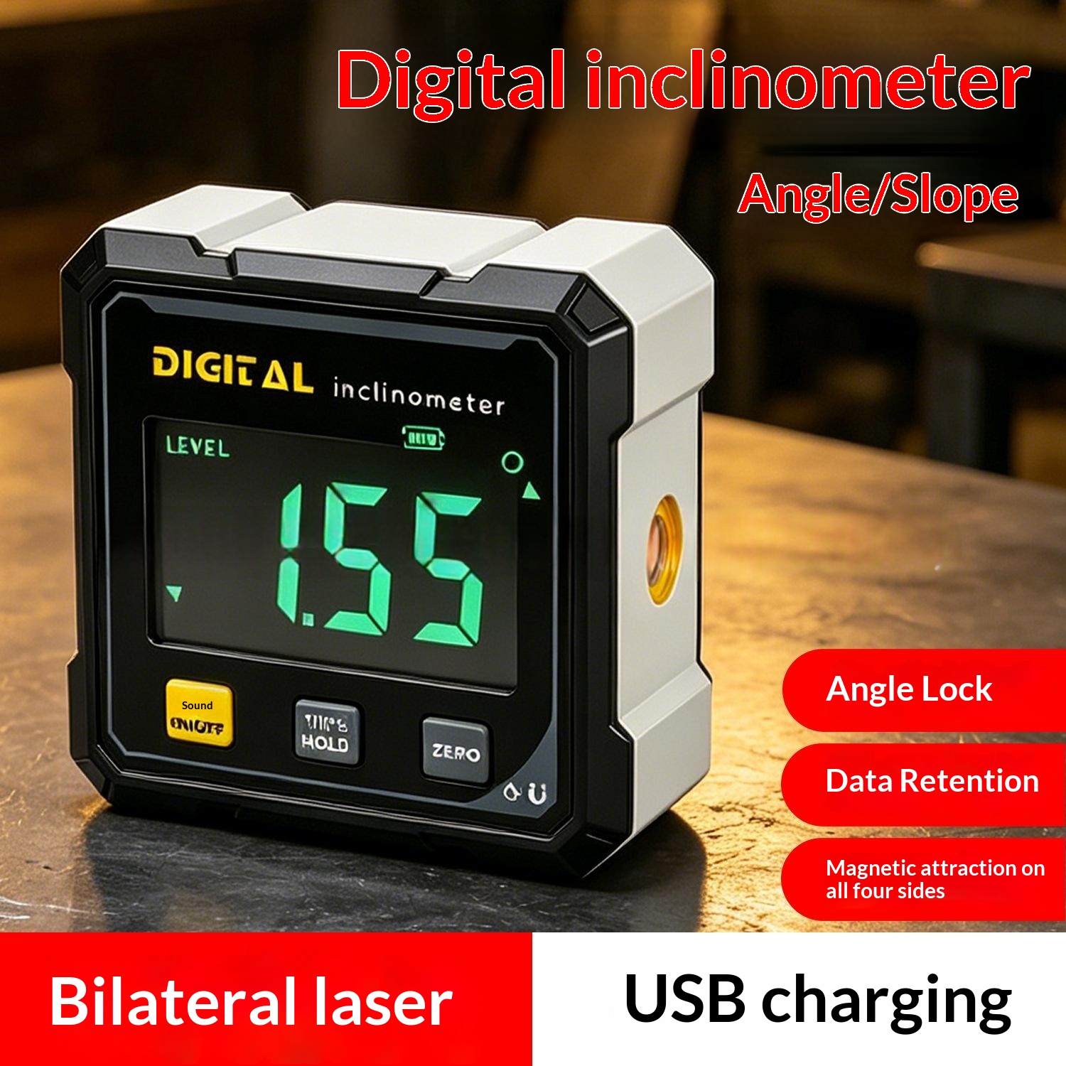 Upgraded High-precision Laser Digital Protractor For Measuring Flat Angles