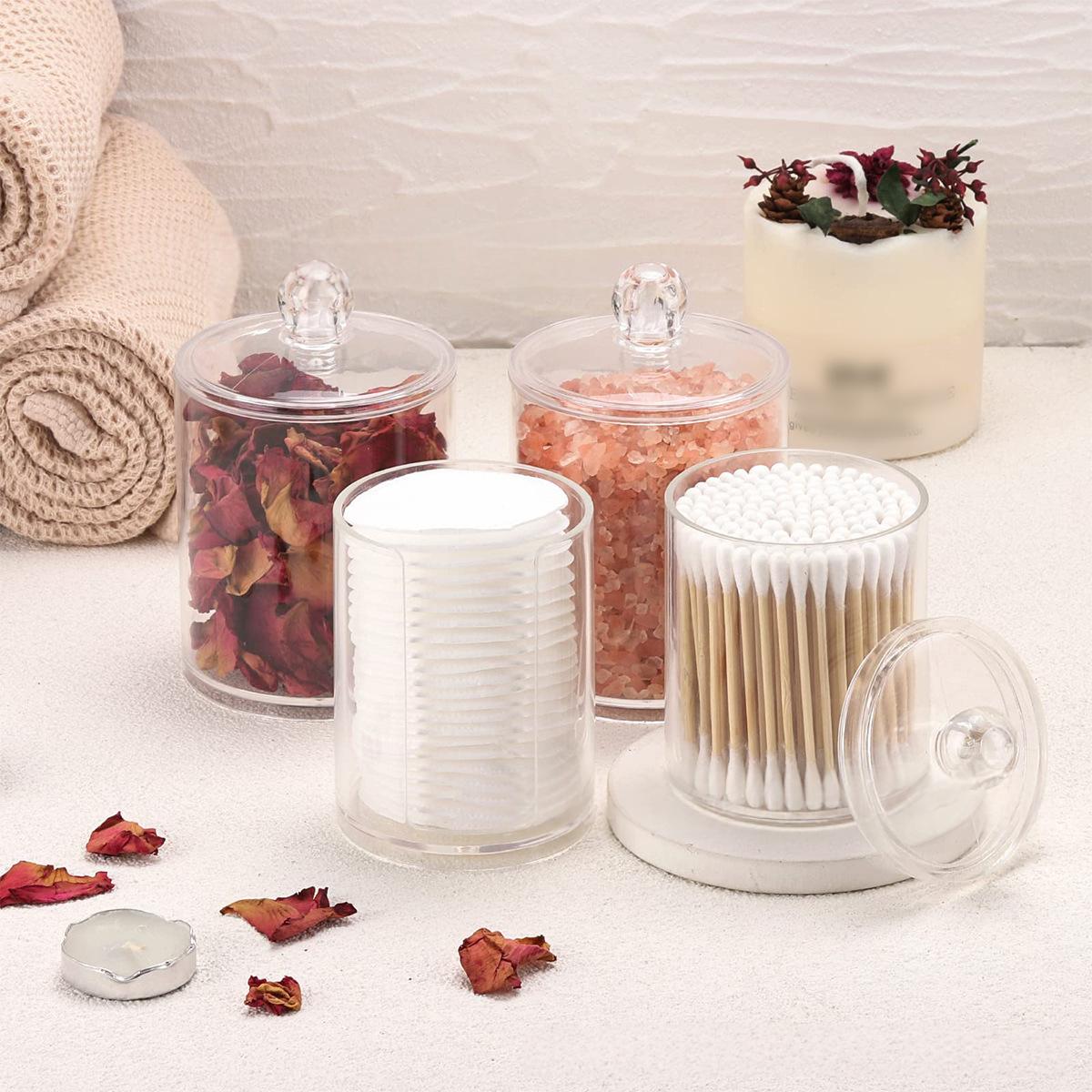 Transparent Acrylic Cotton Swab Box With Lid