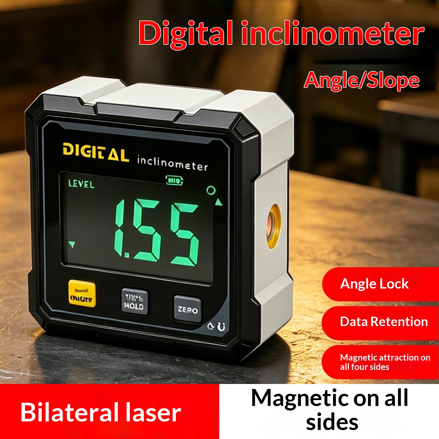 Upgraded High-precision Laser Digital Protractor For Measuring Flat Angles