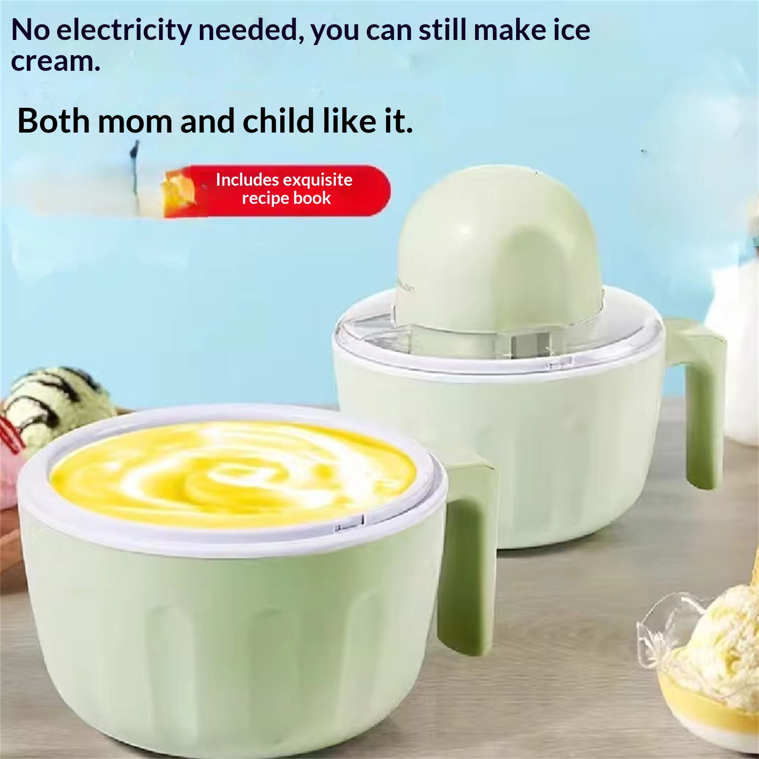 Household Rechargeable Blue Ice Cream Machine
