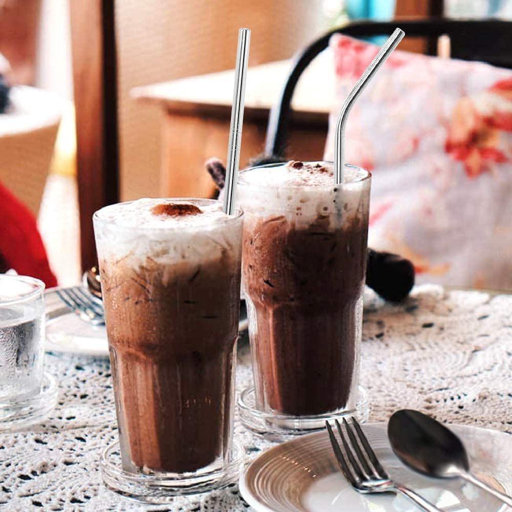 Stainless Steel Metal Straw Set Beverage Coffee Milk Tea Straws Bar Straight And Bent Straws