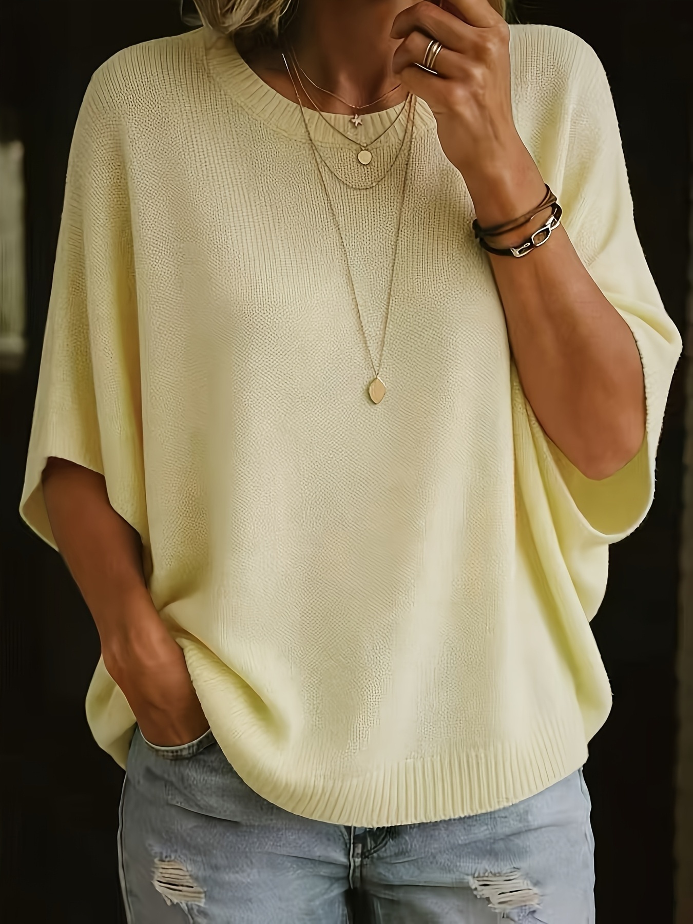 Simple And Versatile Solid-color V-neck Short-sleeved T-shirt