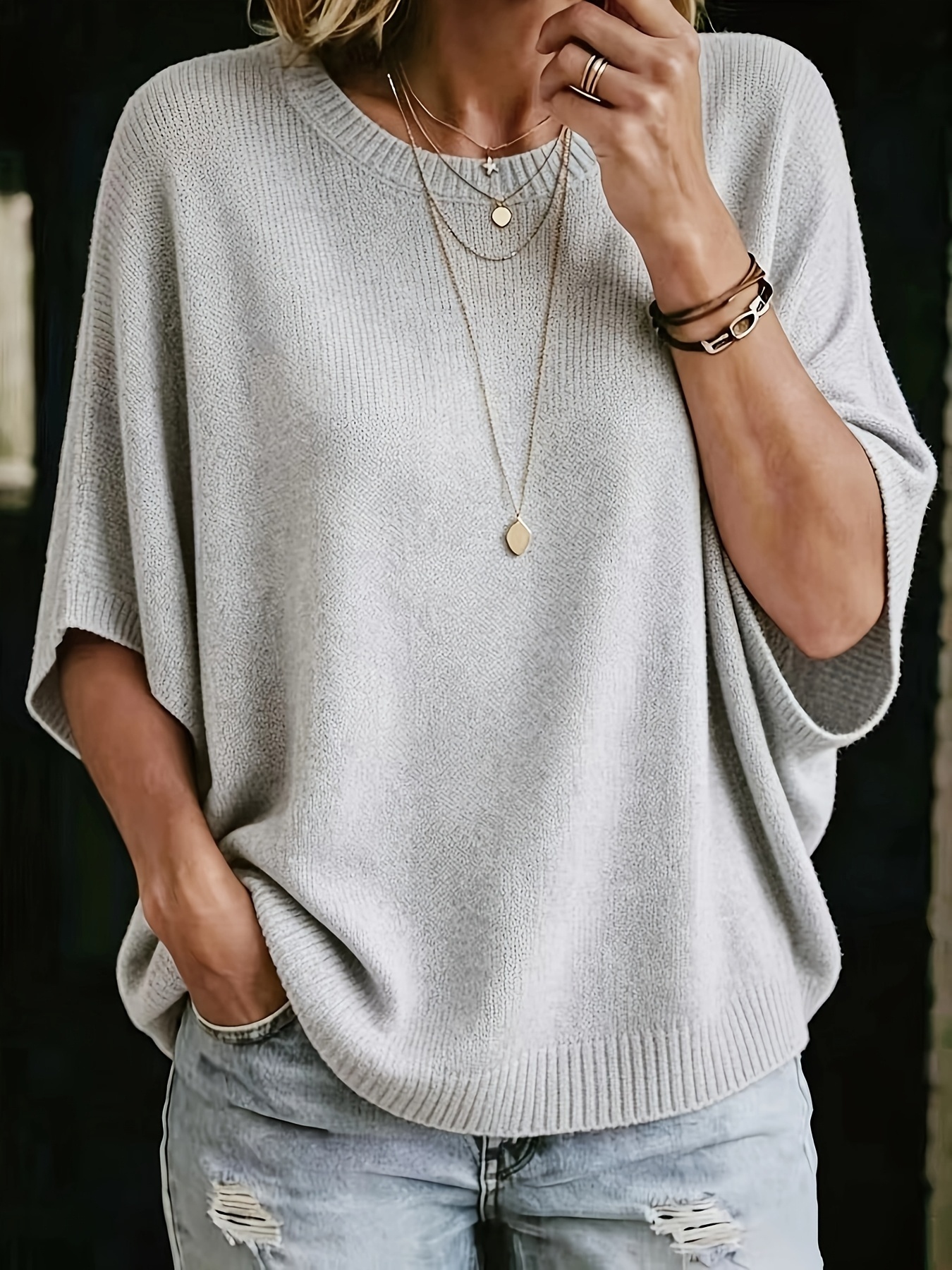Simple And Versatile Solid-color V-neck Short-sleeved T-shirt