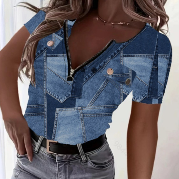 Fashionable And Elegant Fitted V-neck Womens Top