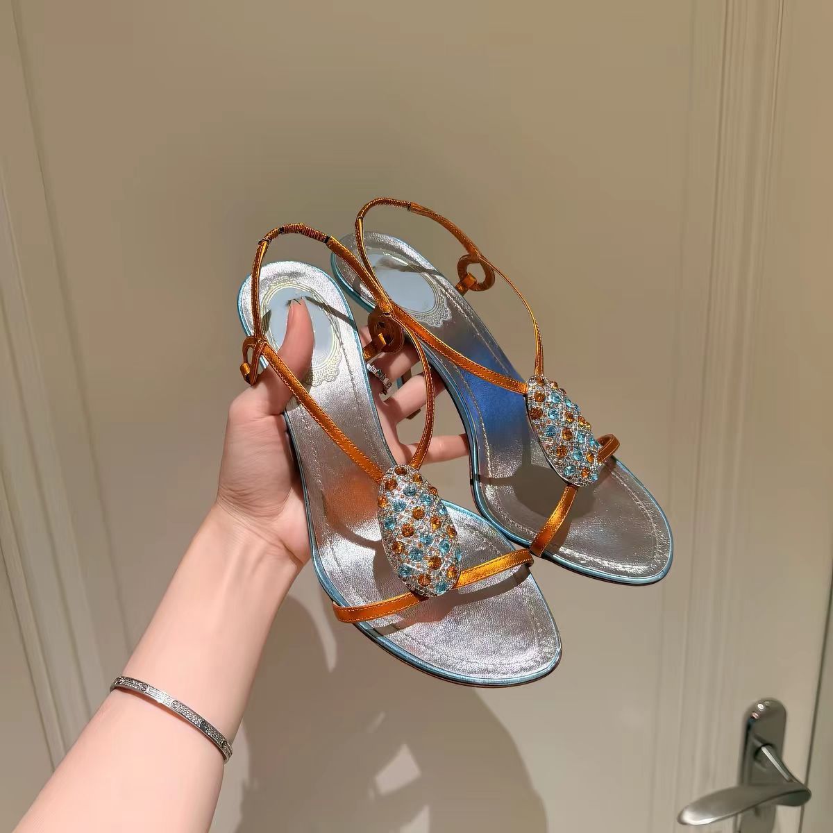 Womens Open-toe High-heeled Sandals With A Single Strap