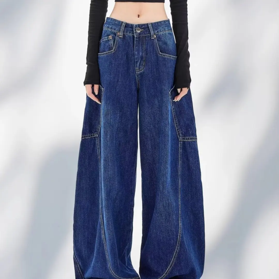 Womens Straight-Leg Loose Washed Distressed Jeans