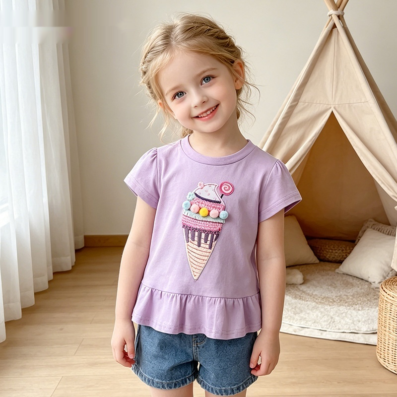 Girls Casual Loose-fitting Summer T-shirt