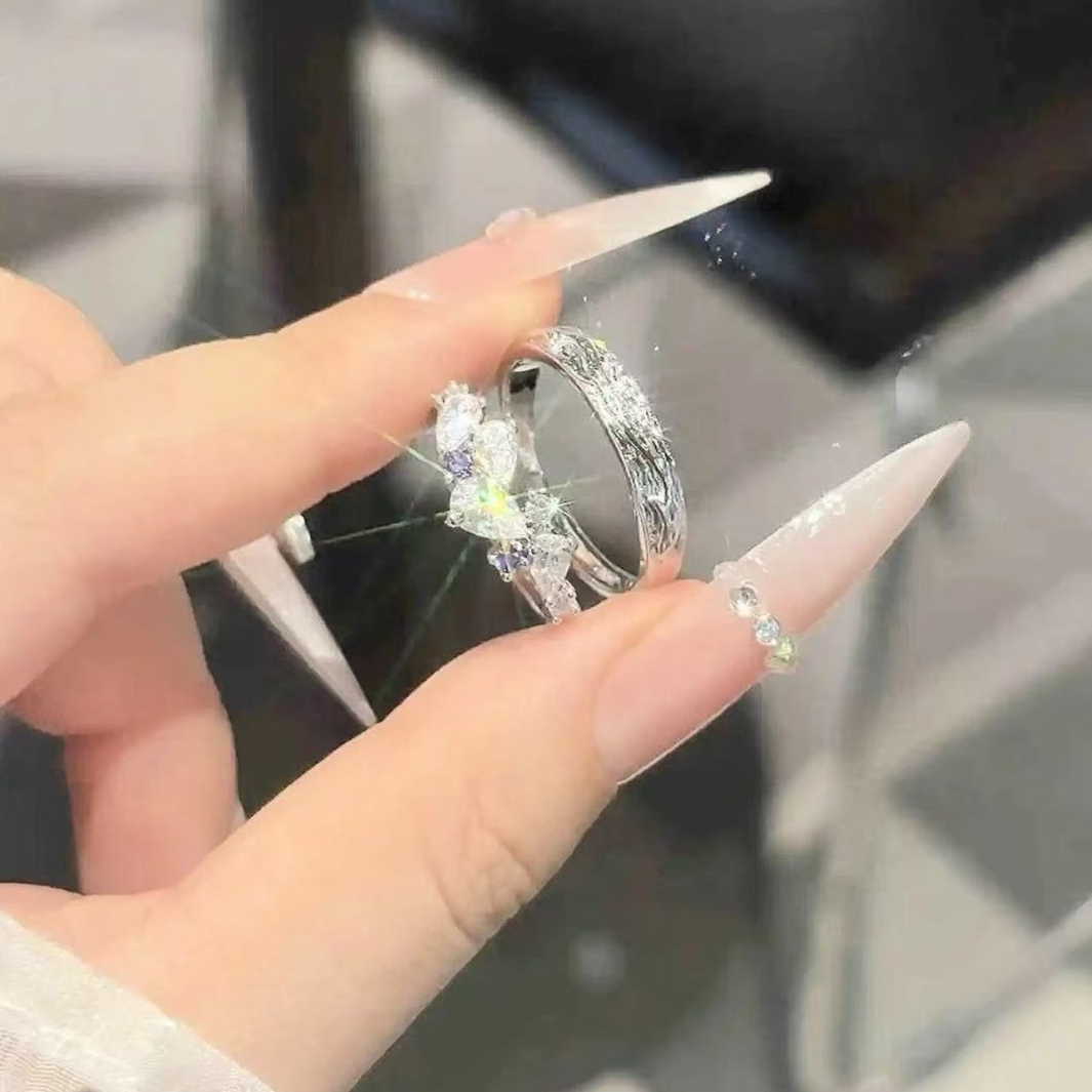 Wisteria Flower Couple Rings Mens And WomensInstagramStyleNiche Design
