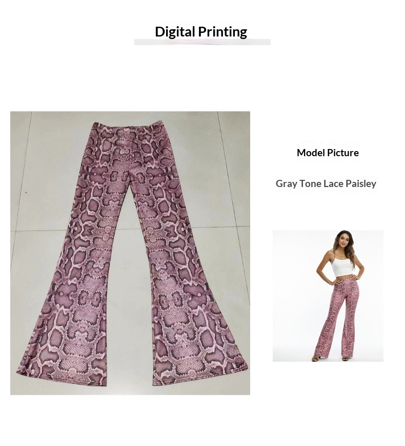 Black and White Snake Print Flared Pants