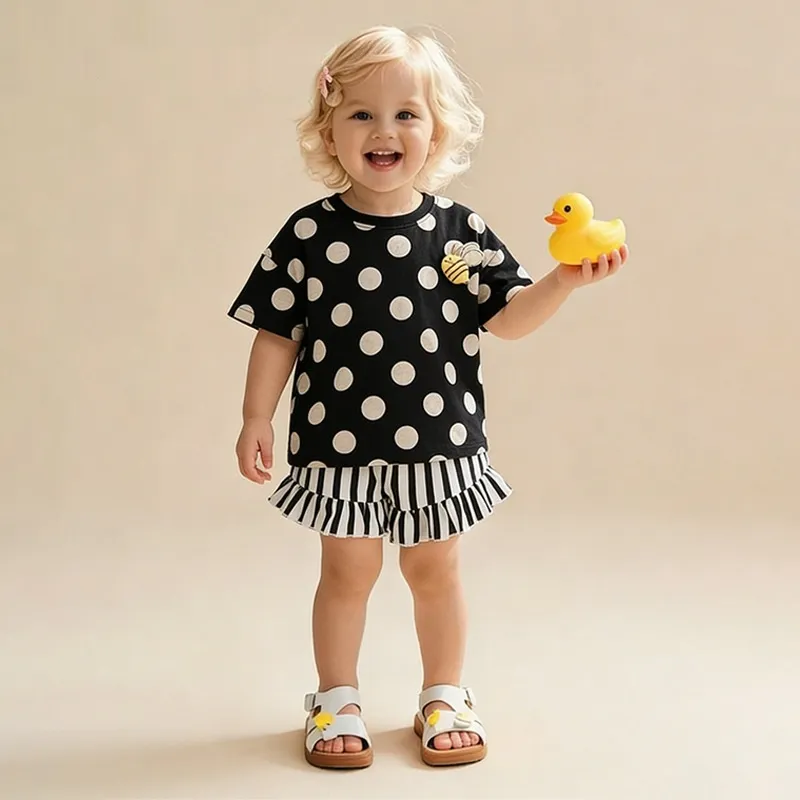 Girls New Round-neck Short-sleeve Set