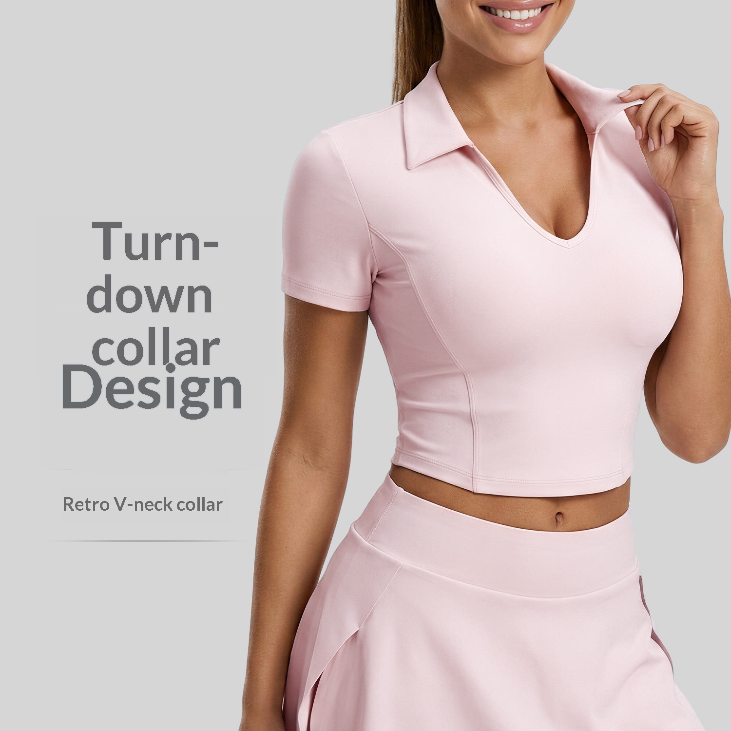 V-neck Sports Short-sleeve Waist-cinching Top For Women