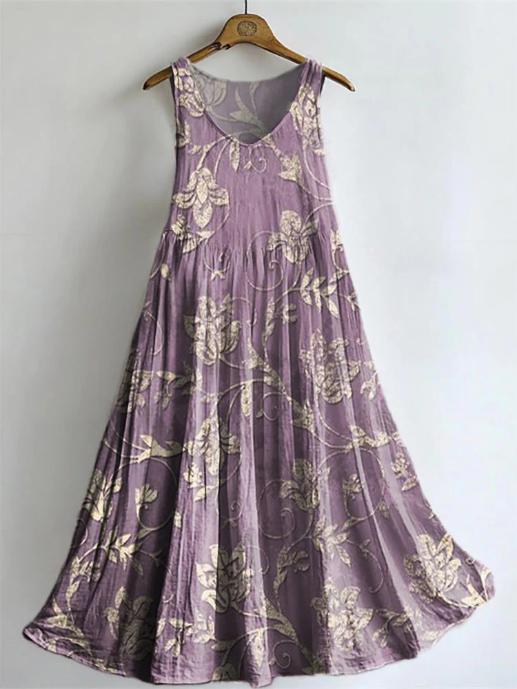 Women's Casual Digital Print V-Neck Dress