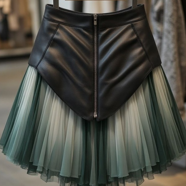 New Chinese Style Chic Spicy Girl Pleated Patchwork Mini Skirt