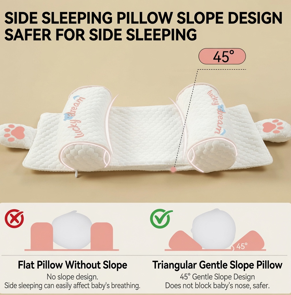 Baby Head Shaping Pillow Adjustable Flat Head Prevention Side Sleeping 2