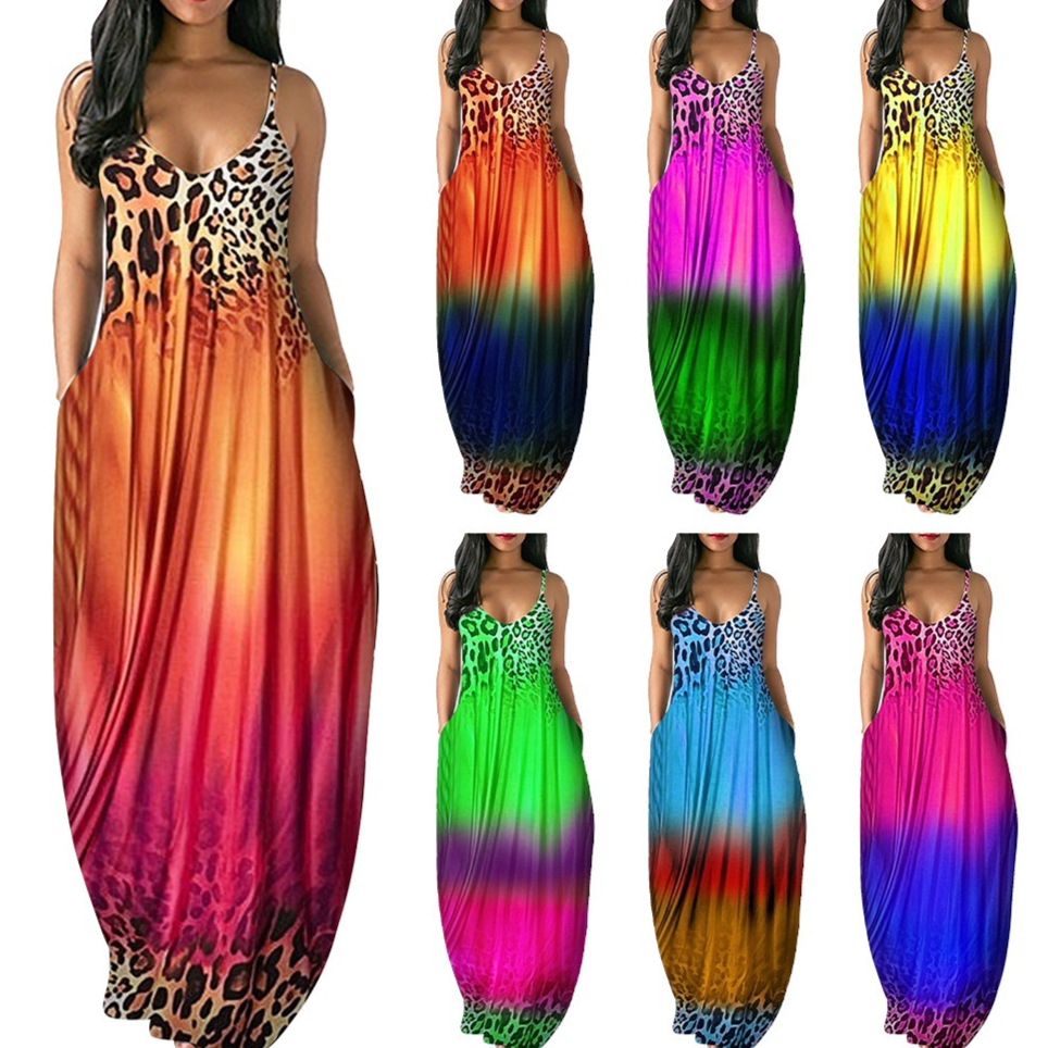 Ombre Strap Loose-fitting Dress For Women